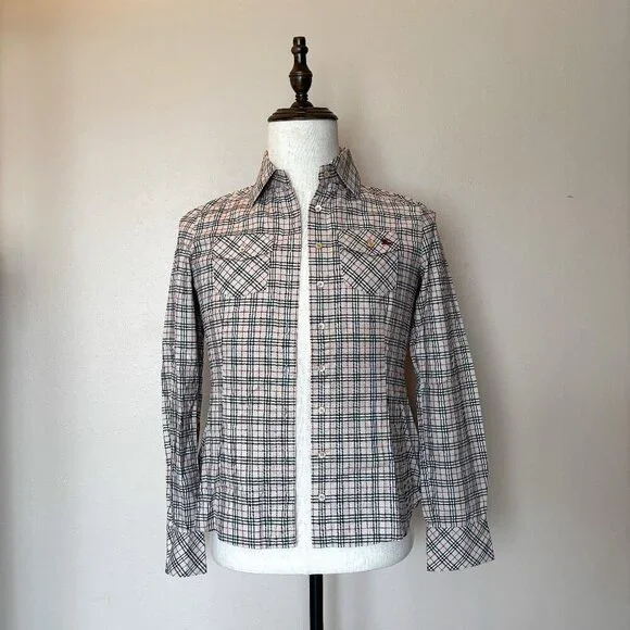 Burberry Tops Burberry Blue Label Womens Plaid Buttonup Shirt